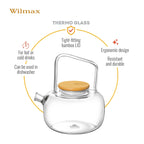 Wilmax Teekanne 1000 ml mit Federfilter Bambusdeckel WL-888821/A