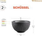 Wilmax Schale 250 ml 2er-Set Schwarz aus Porzellan