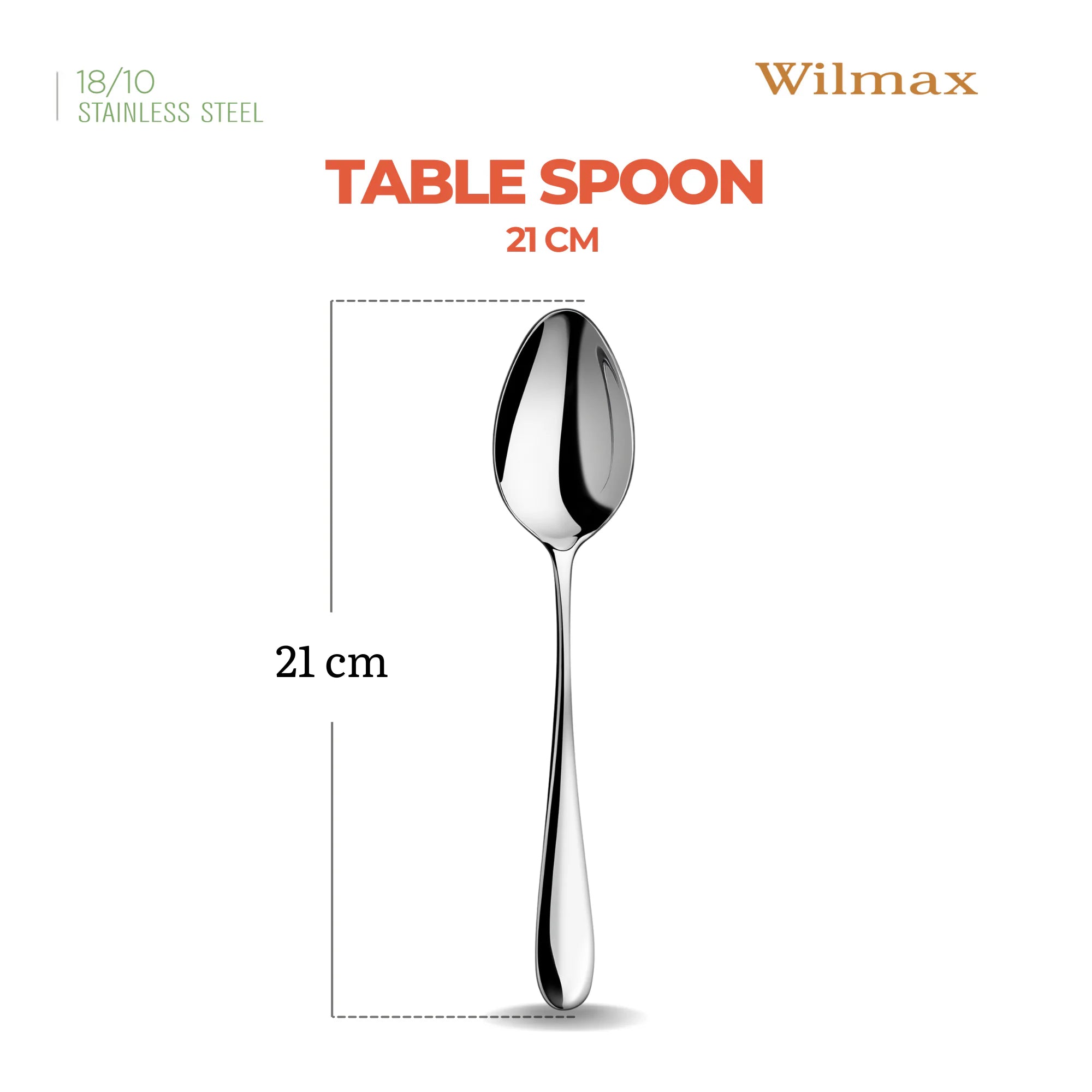 Wilmax Tafellöffel 21 cm 2er-Set Silber aus Edelstahl