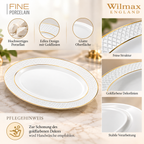 Wilmax Ovale Servierplatte 20 × 14 cm Weiß mit Goldlinien aus Porzellan