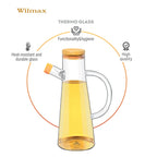 Wilmax Ölflasche 500 ml mit Bambusdeckel Transparent aus Glas