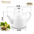 Wilmax Kaffee- und Teekanne mit integriertem Ausgusssieb 900 ml Weiß aus Porzellan