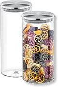 Wilmax Vorratsglas 1300 ml mit Edelstahldeckel 2er-Set Transparent