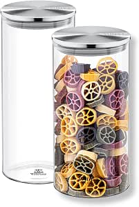 Wilmax Vorratsglas 1300 ml mit Edelstahldeckel 2er-Set Transparent