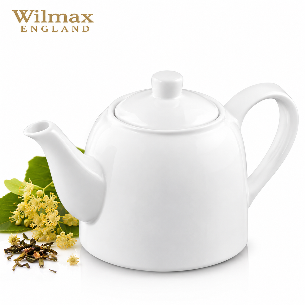 Wilmax Kaffee- und Teekanne mit integriertem Ausgusssieb 900 ml Weiß aus Porzellan
