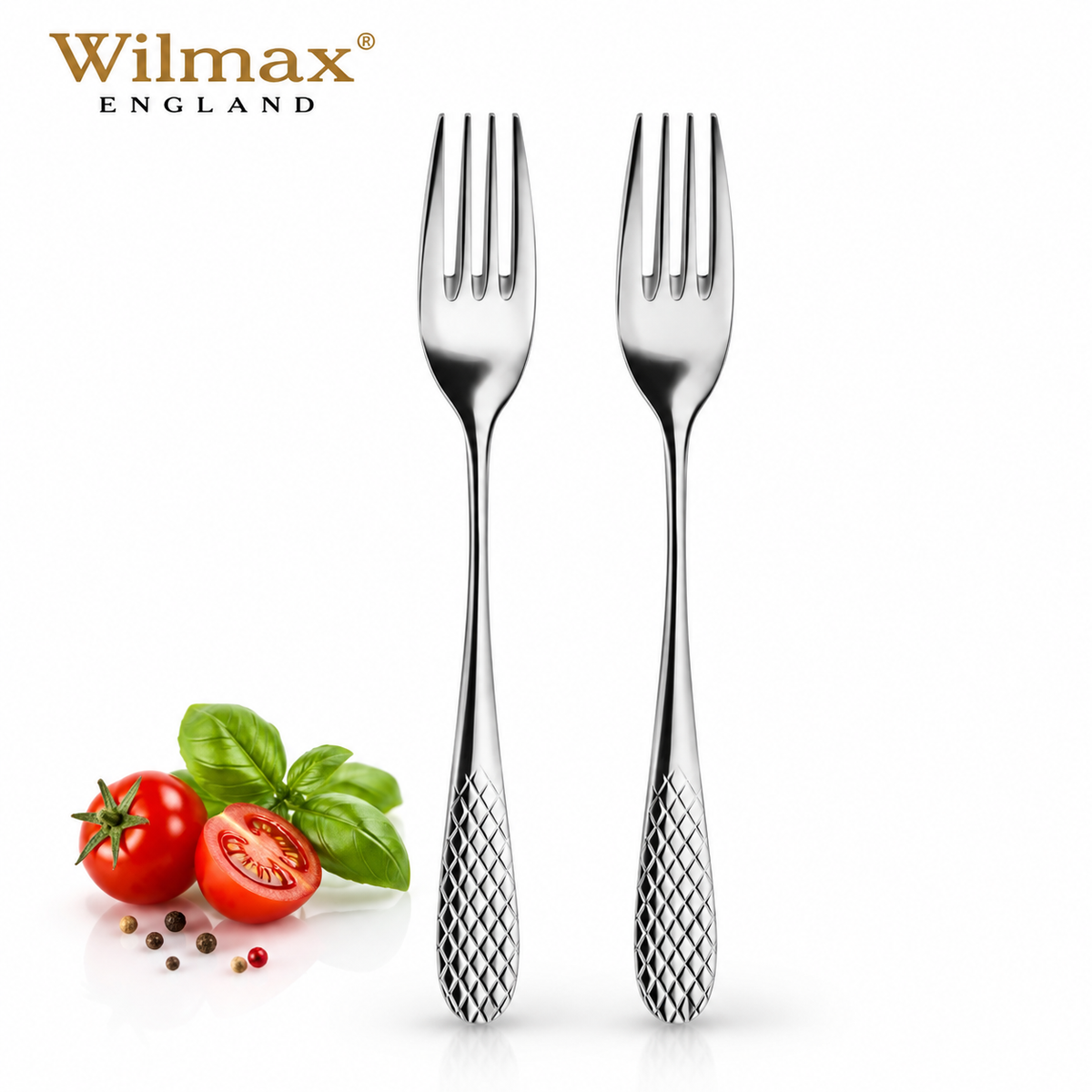 Wilmax Tafelgabel 20 cm 2er-Set Silber aus Edelstahl