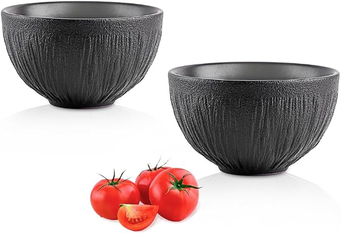 Wilmax Schale 1000 ml 2er-Set Schwarz aus Porzellan