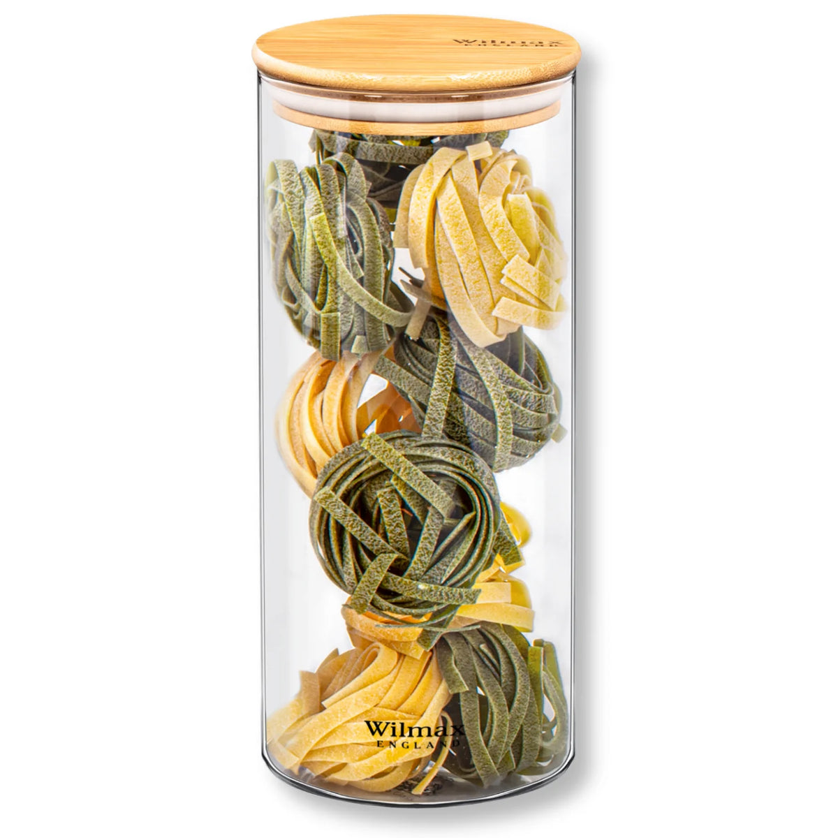Wilmax Vorratsglas 1500 ml mit Bambusdeckel Transparent