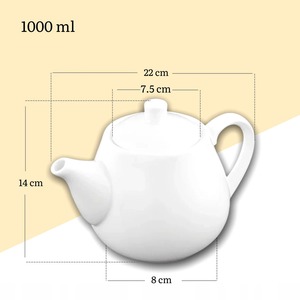 Wilmax Kaffee- und Teekanne mit integriertem Ausgusssieb 1000 ml Weiß aus Porzellan