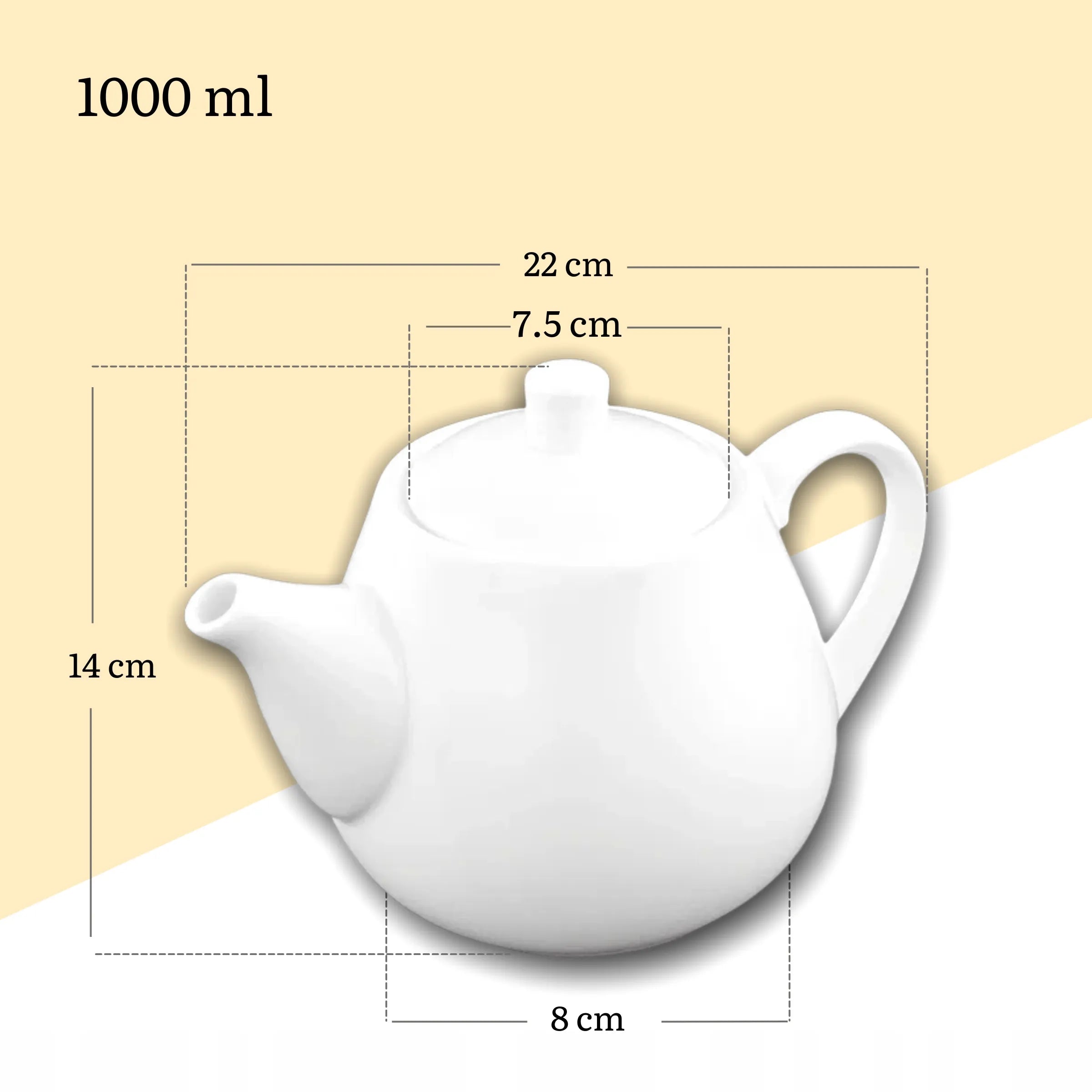 Wilmax Kaffee- und Teekanne mit integriertem Ausgusssieb 1000 ml Weiß aus Porzellan