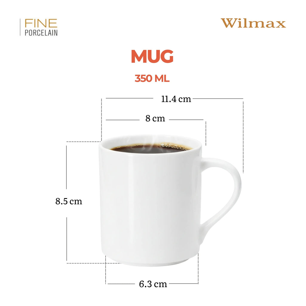 Wilmax Becher 320 ml 2er-Set Weiß aus Porzellan
