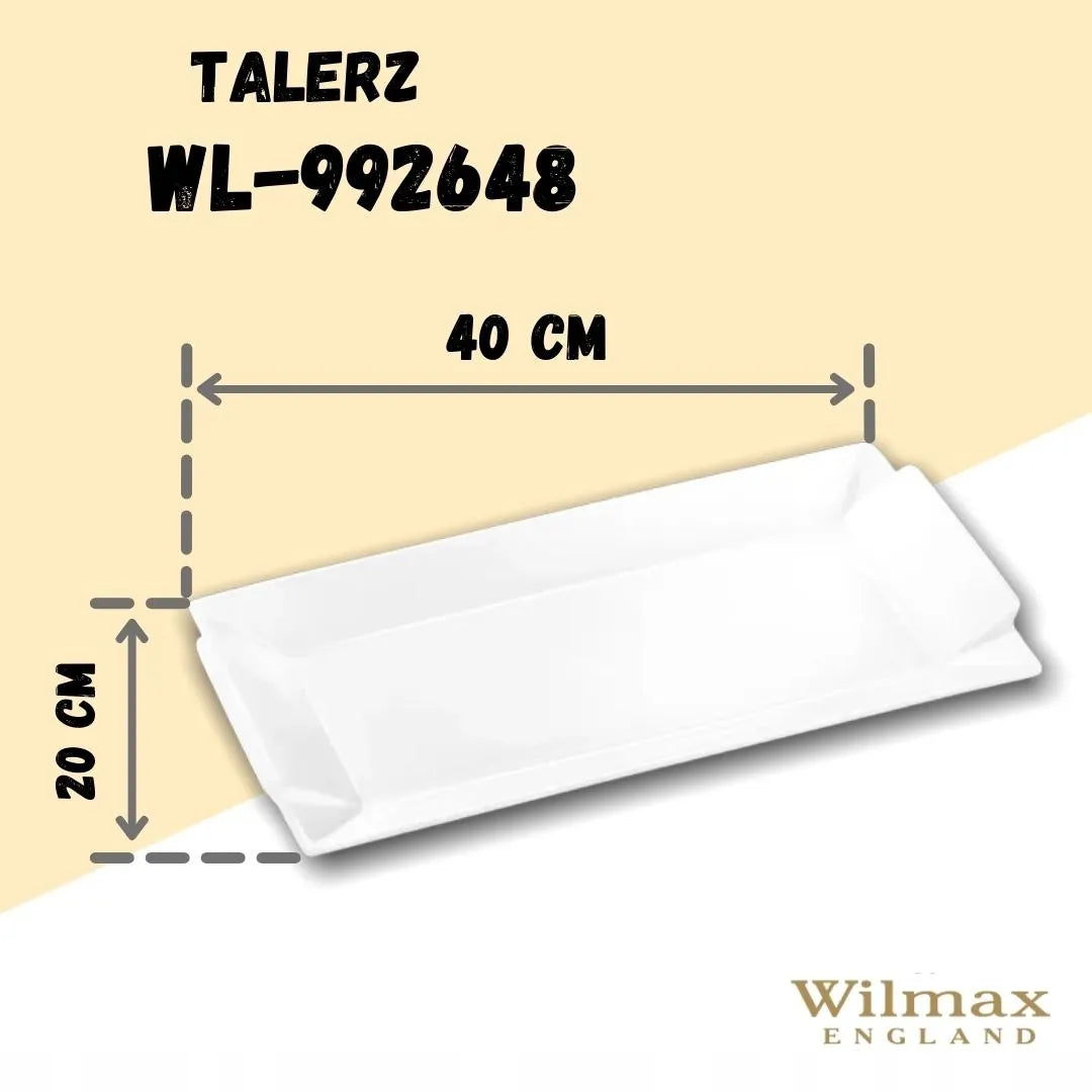 Wilmax Servierplatte 40 × 20 cm Weiß aus Porzellan