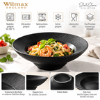 Wilmax Tiefer Teller 22,5 cm 1100 ml Schwarz aus Porzellan