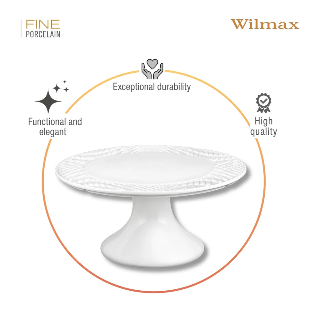 Wilmax Tortenständer 30,5 × 10 cm Weiß aus Porzellan