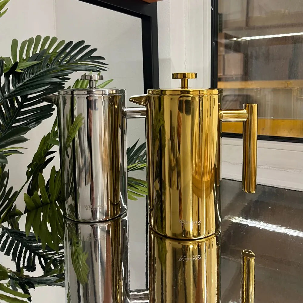 Wilmax Doppelwandige French Press 1000 ml Gold aus Edelstahl