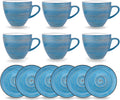 Wilmax Tasse mit Untertasse 190 ml 6er-Set Blau aus Porzellan
