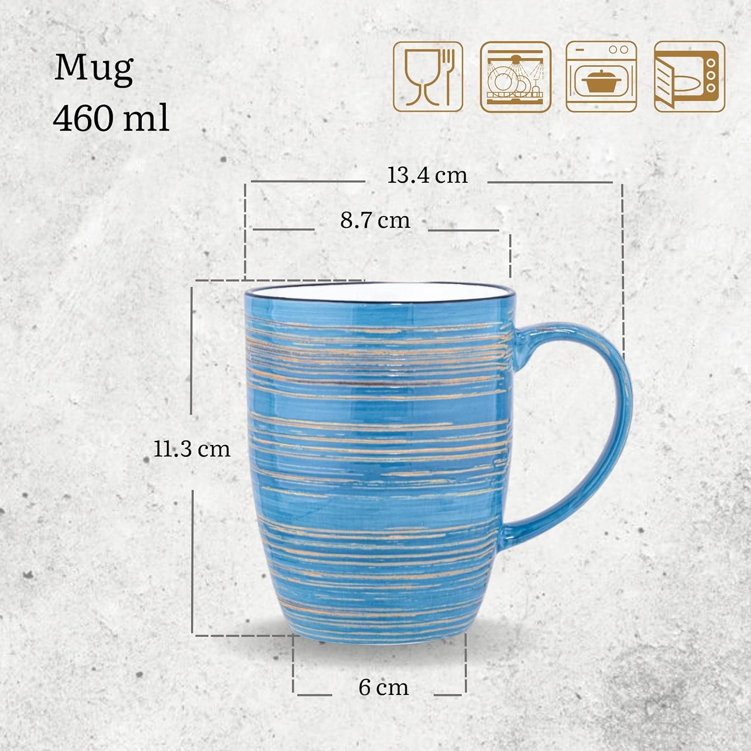 Wilmax Becher 460 ml 6er-Set Blau aus Porzellan