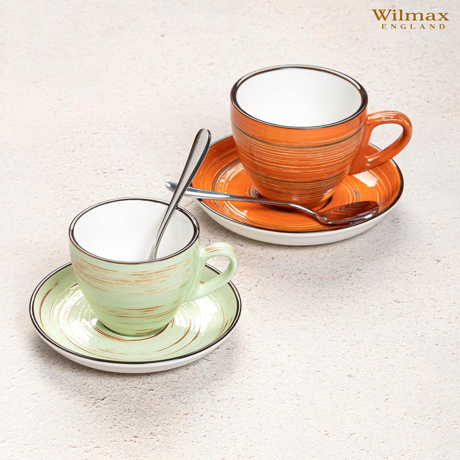 Wilmax Kaffee Tassen & Untertassen Set 6-teilig, 110 ml, ColorBoom WL-669134/AB6