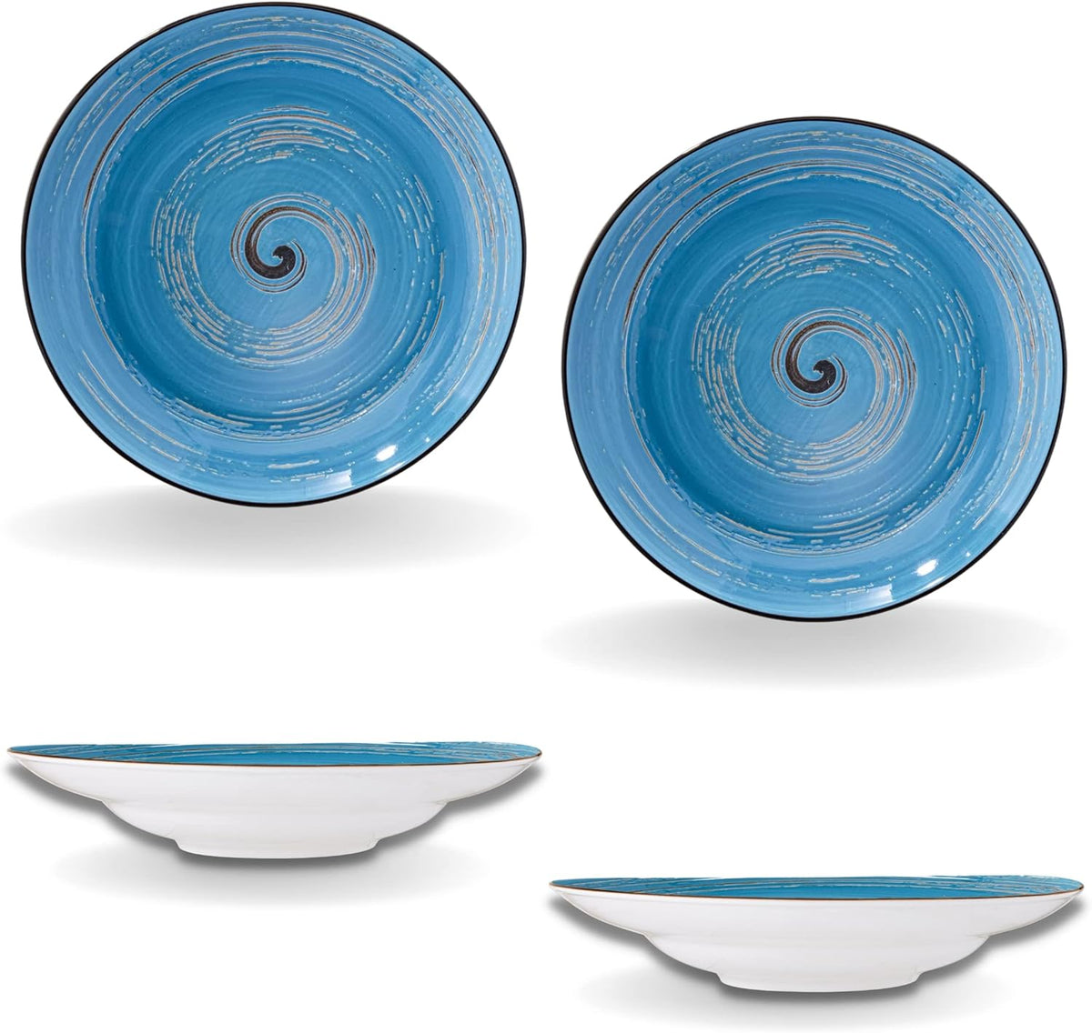 Wilmax Tiefer Teller 25,5 cm 350 ml 2er-Set Blau aus Porzellan