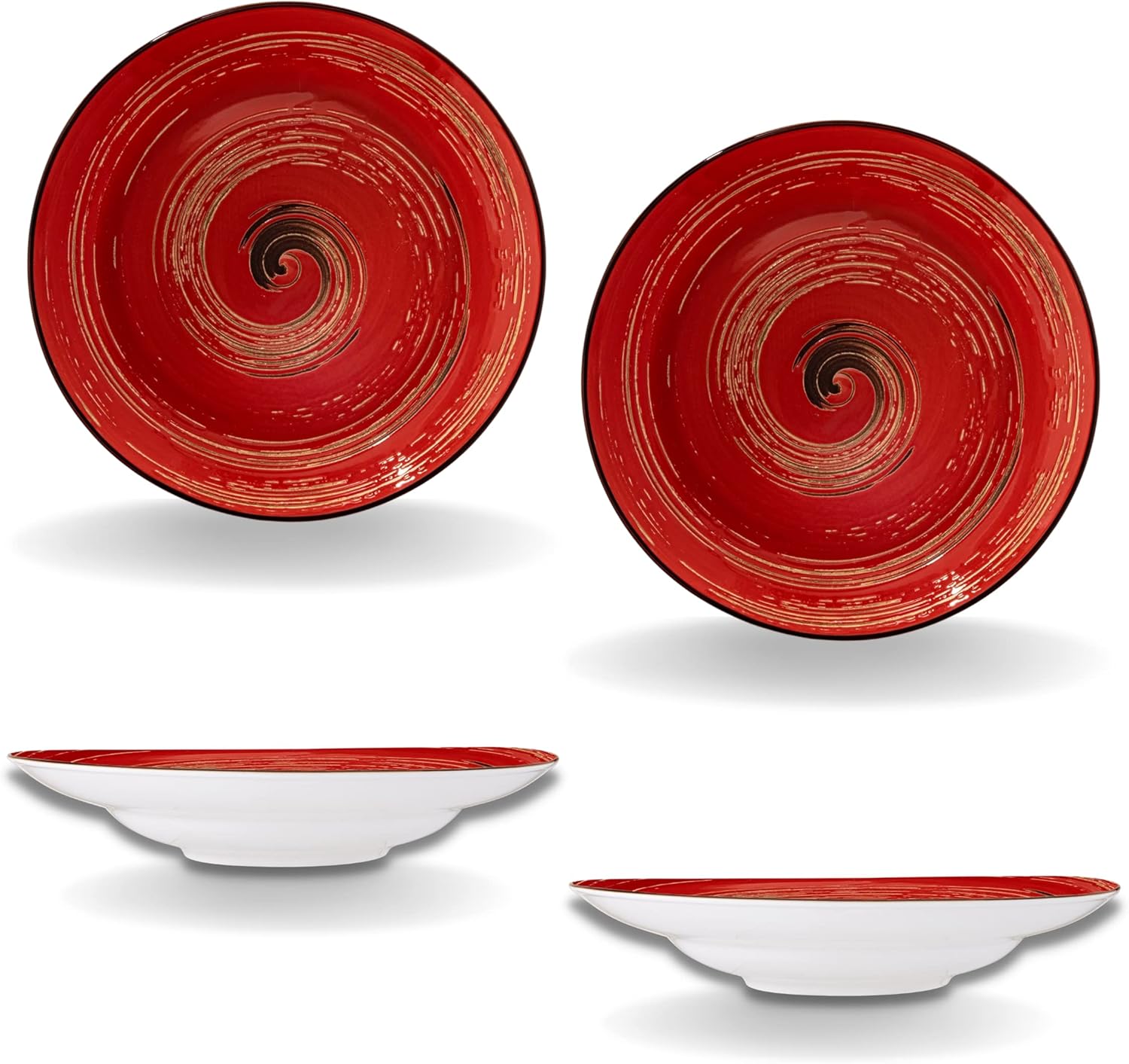Wilmax 2er Set Tiefe Teller 25,5 cm 350 ml Rot Porzellan WL-669227/A2