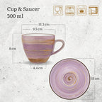 Wilmax Tasse mit Untertasse 300 ml 6er-Set Lavendel aus Porzellan