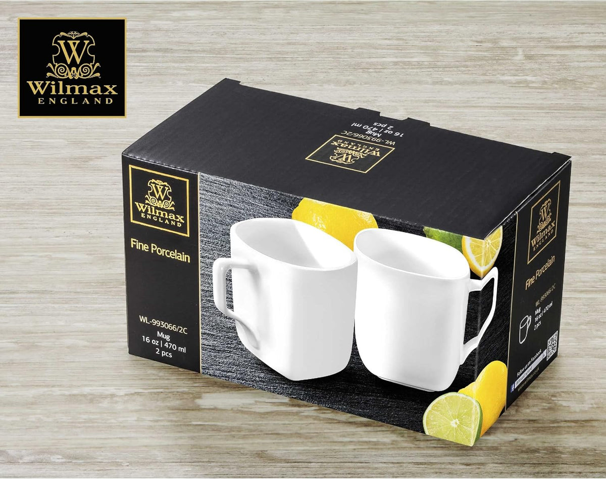 Wilmax Tasse 470 ml 2er-Set Weiß aus Porzellan
