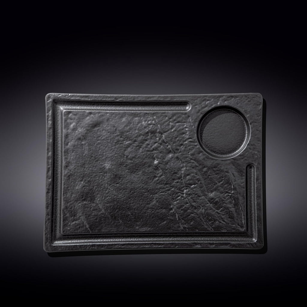 Wilmax Rechteckiger Servierteller 32,5 × 23 cm Schwarz aus Porzellan