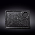 Wilmax Rechteckiger Servierteller 32,5 × 23 cm Schwarz aus Porzellan