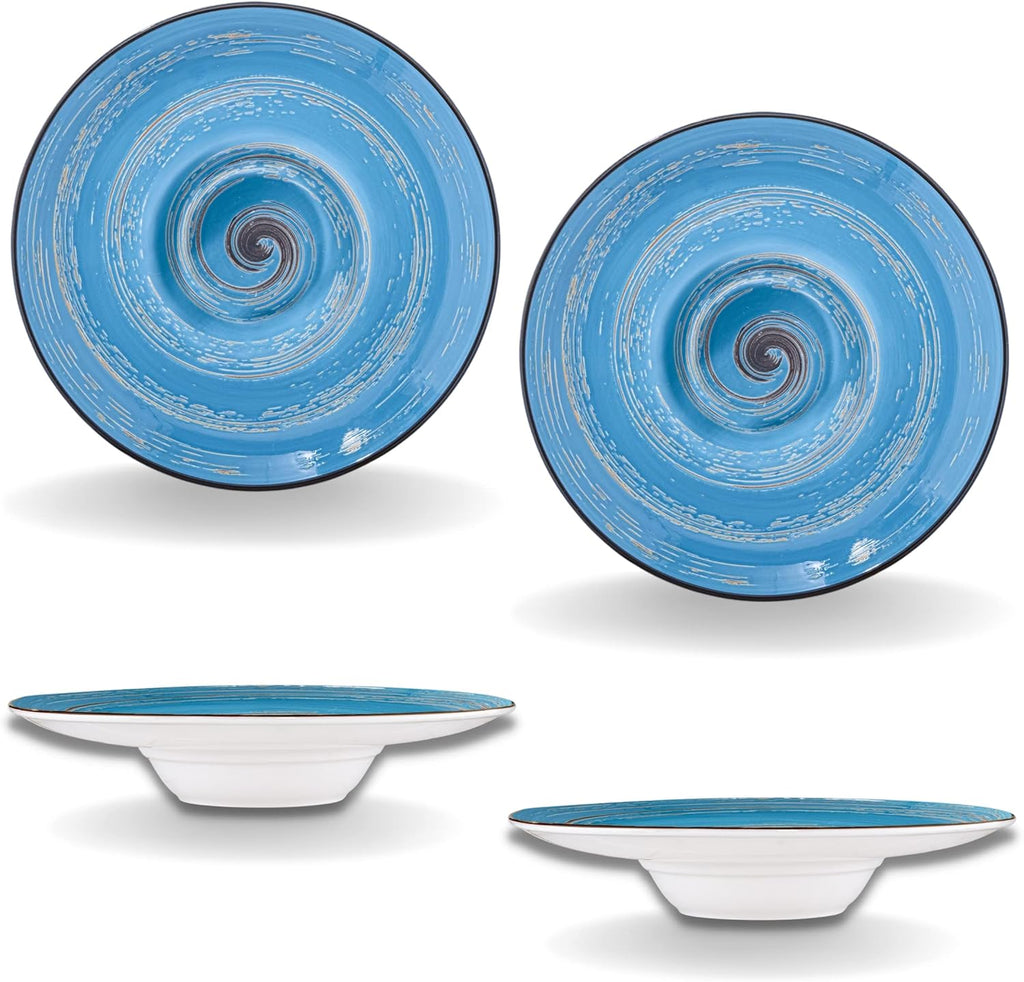Wilmax Tiefer Teller 24 cm 200 ml 2er-Set Blau aus Porzellan