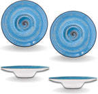 Wilmax Tiefer Teller 24 cm 200 ml 2er-Set Blau aus Porzellan
