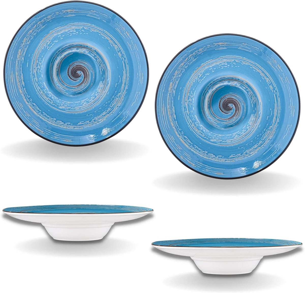 Wilmax Tiefer Teller 24 cm 200 ml 2er-Set Blau aus Porzellan