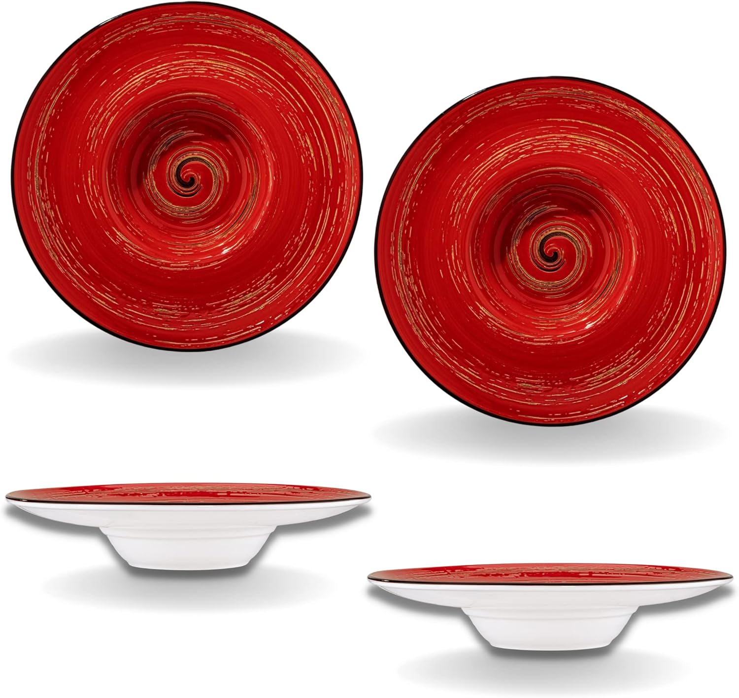 Wilmax Tiefer Teller 24 cm 200 ml Rot Porzellan 2er Set WL-669225/A2