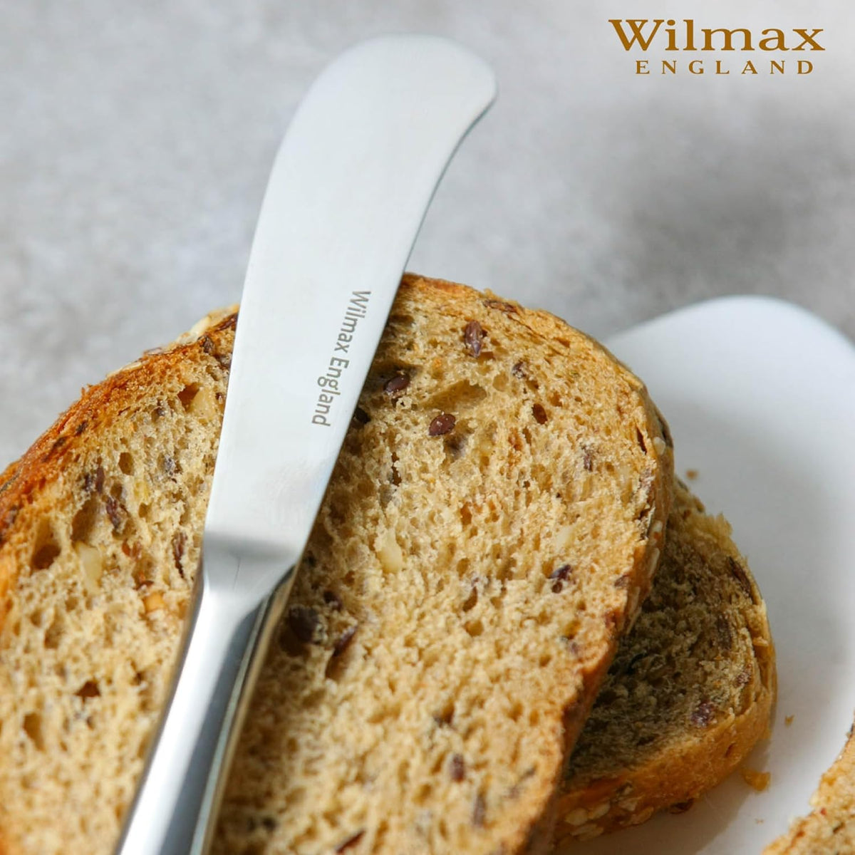 Wilmax Servierset 2-teilig mit Butterdose 19 cm mit Edelstahlmesser Weiß aus Porzellan