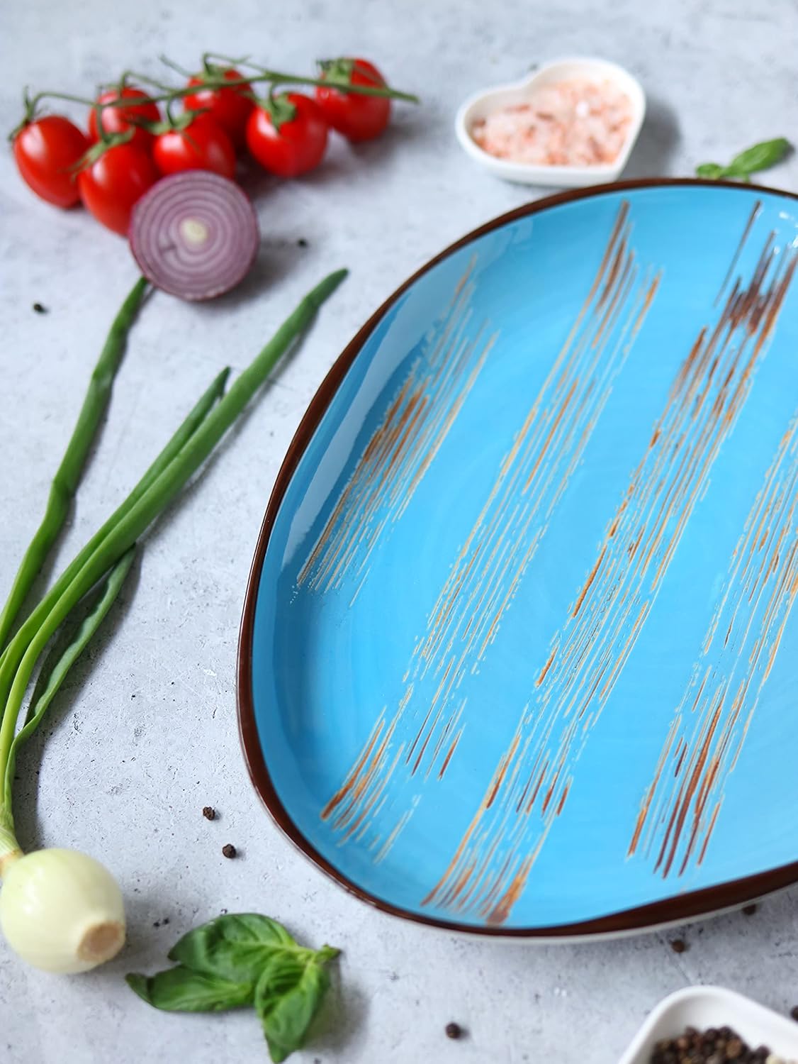 Wilmax Servierplatte 33 × 24,5 cm Blau aus Porzellan