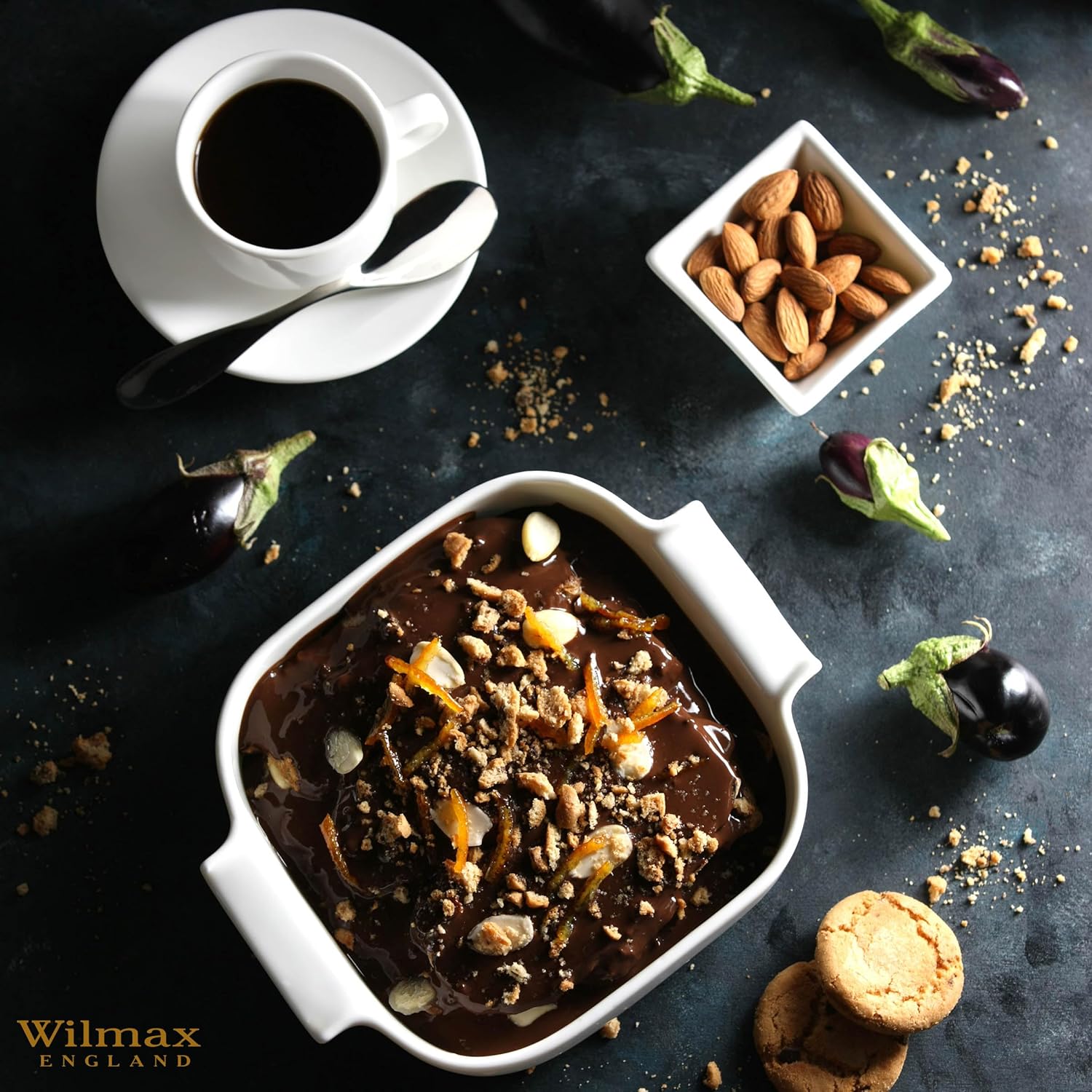 Wilmax Kaffeetassen mit Untertassen 140 ml 6er-Set Weiß aus Porzellan