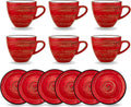 Wilmax Tasse mit Untertasse 190 ml 6er-Set Rot aus Porzellan