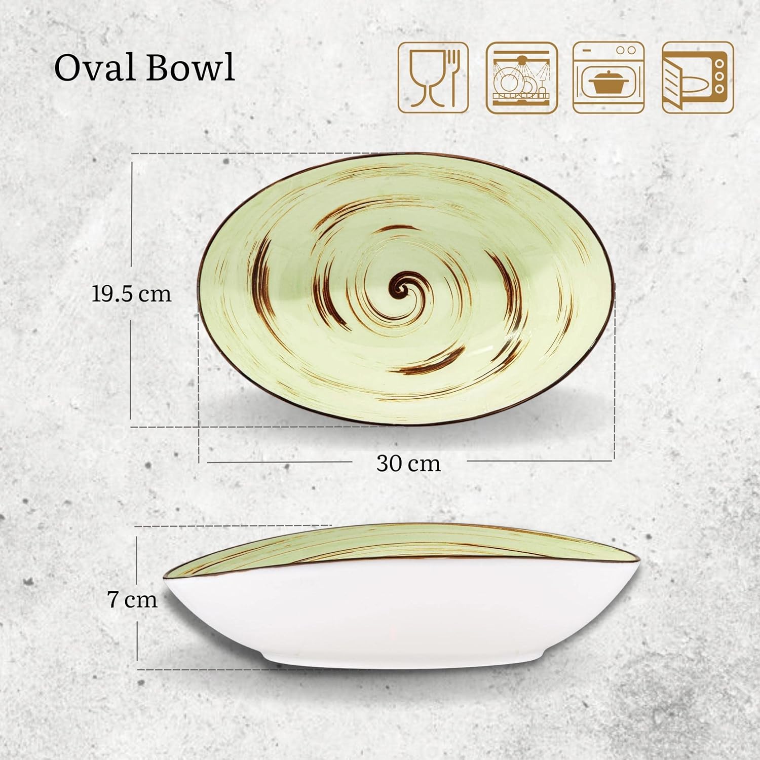 Wilmax Ovale Porzellanschüssel Pistazie, 30 x 19,5 cm – WL-669141/A