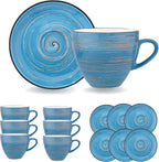Wilmax Tasse mit Untertasse 300 ml 6er-Set Blau aus Porzellan