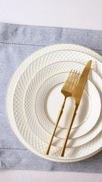 Wilmax Speiseteller 25.5 cm Weiß Goldrand Porzellan 6er Set WL-880102104/A6