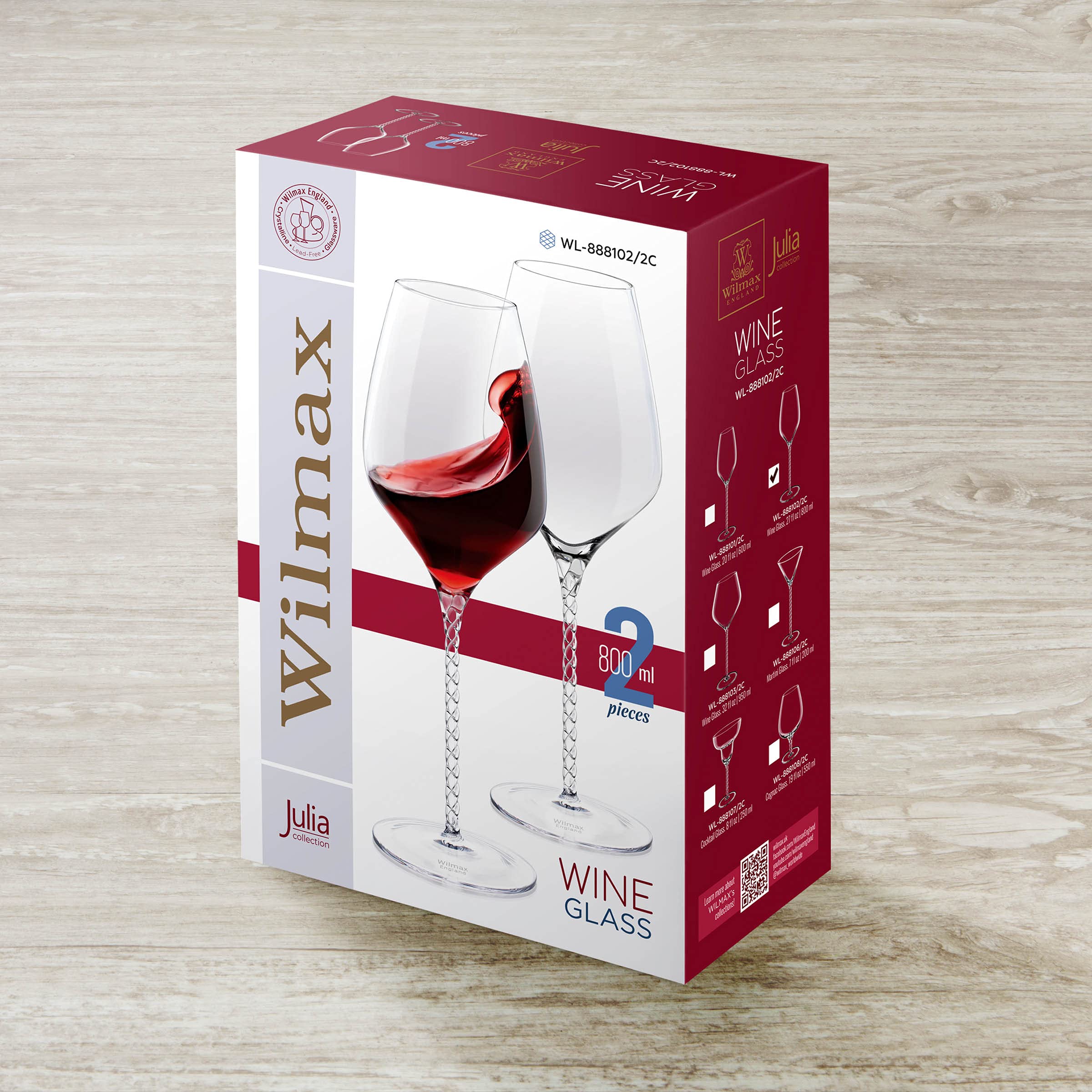 Wilmax WL-888102/2C Weinglas, 800mL Kapazität, 2 Stück