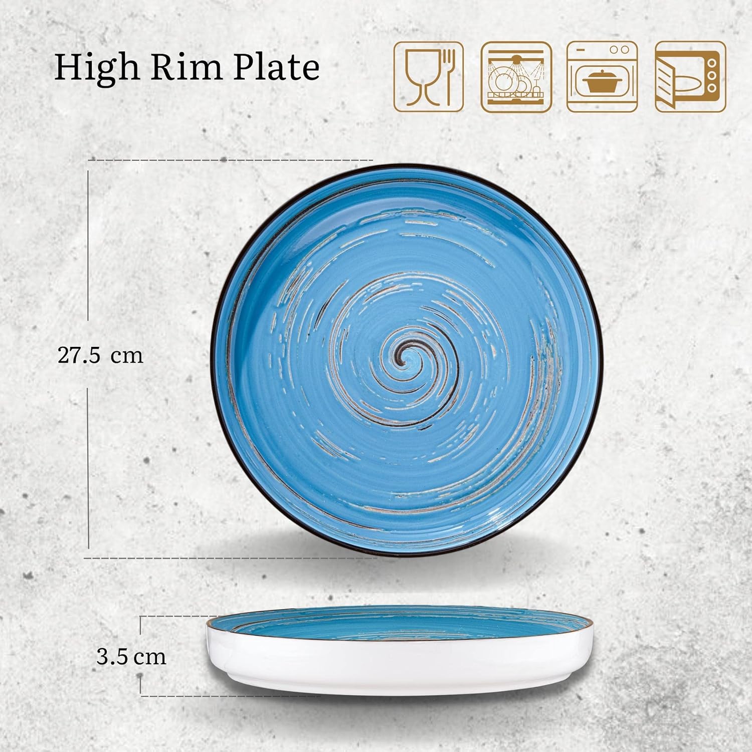 Wilmax Teller 28 cm Blau aus Porzellan