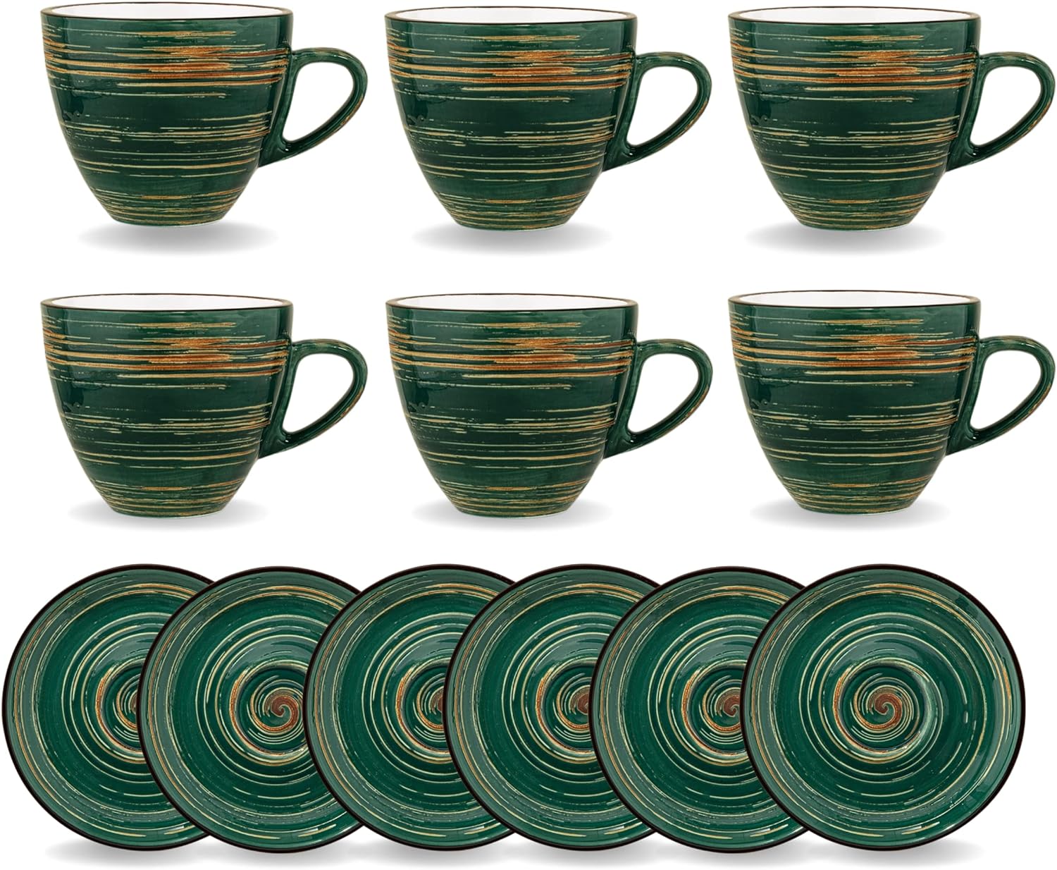 Wilmax Tasse-Untertasse 110 ml Grün Porzellan 6er Set WL-669534/AB6