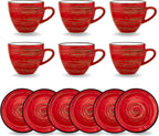 Wilmax Espressotasse mit Untertasse 110 ml 6er-Set Rot aus Porzellan