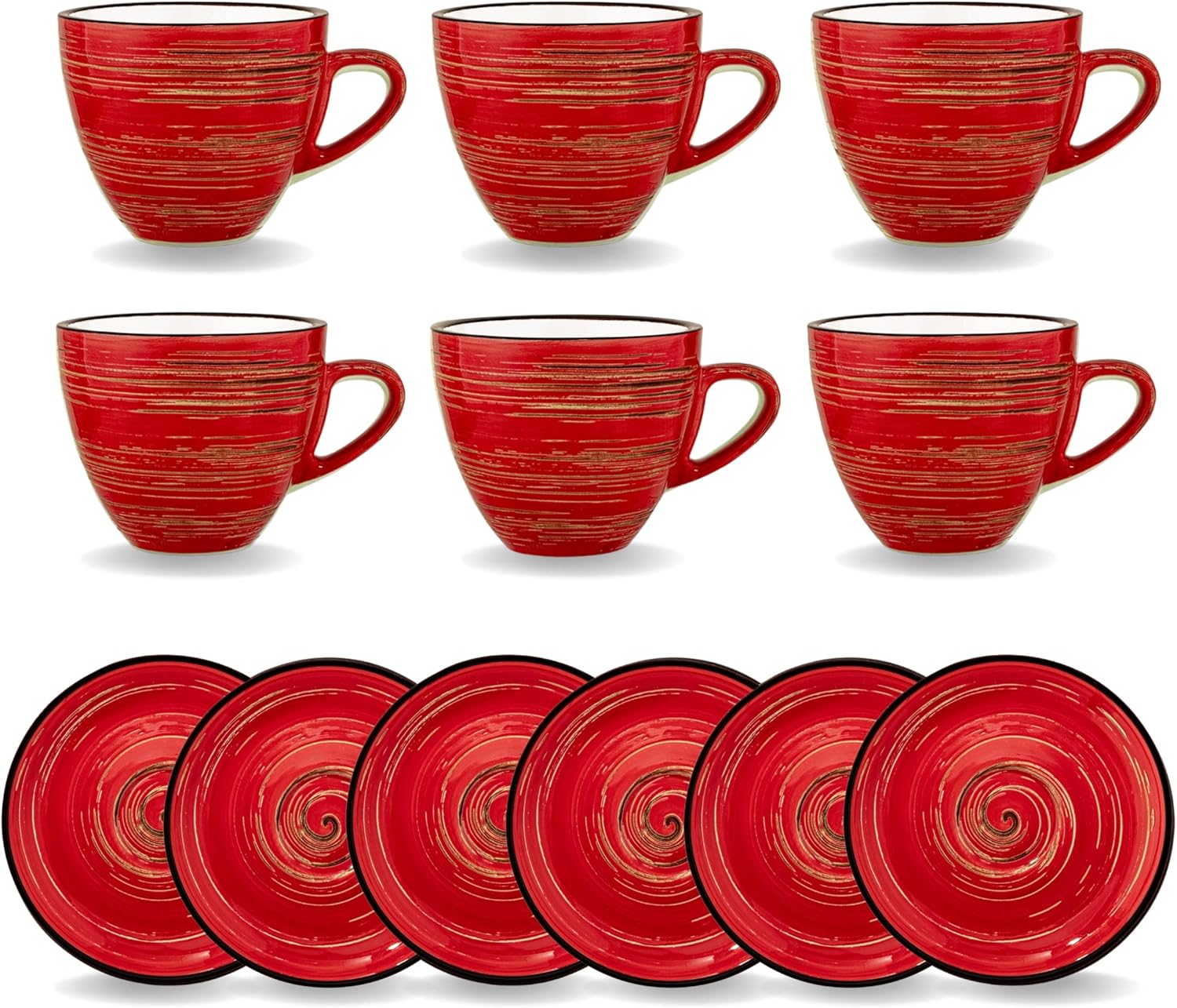 Wilmax Espressotasse mit Untertasse 110 ml 6er-Set Rot aus Porzellan