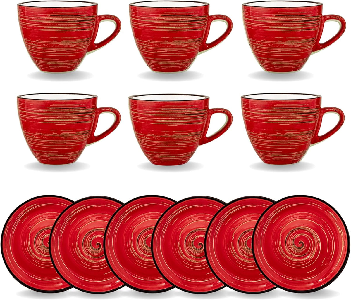 Wilmax Kaffee- & Tee-Tassenset ColorBoom, 6-teilig, 110 ml, rot, WL-669234/AB6