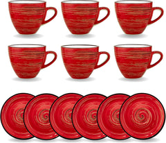 Wilmax Kaffee- & Tee-Tassenset ColorBoom, 6-teilig, 110 ml, rot, WL-669234/AB6