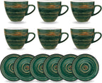 Wilmax Tasse mit Untertasse 190 ml 6er-Set Grün aus Porzellan