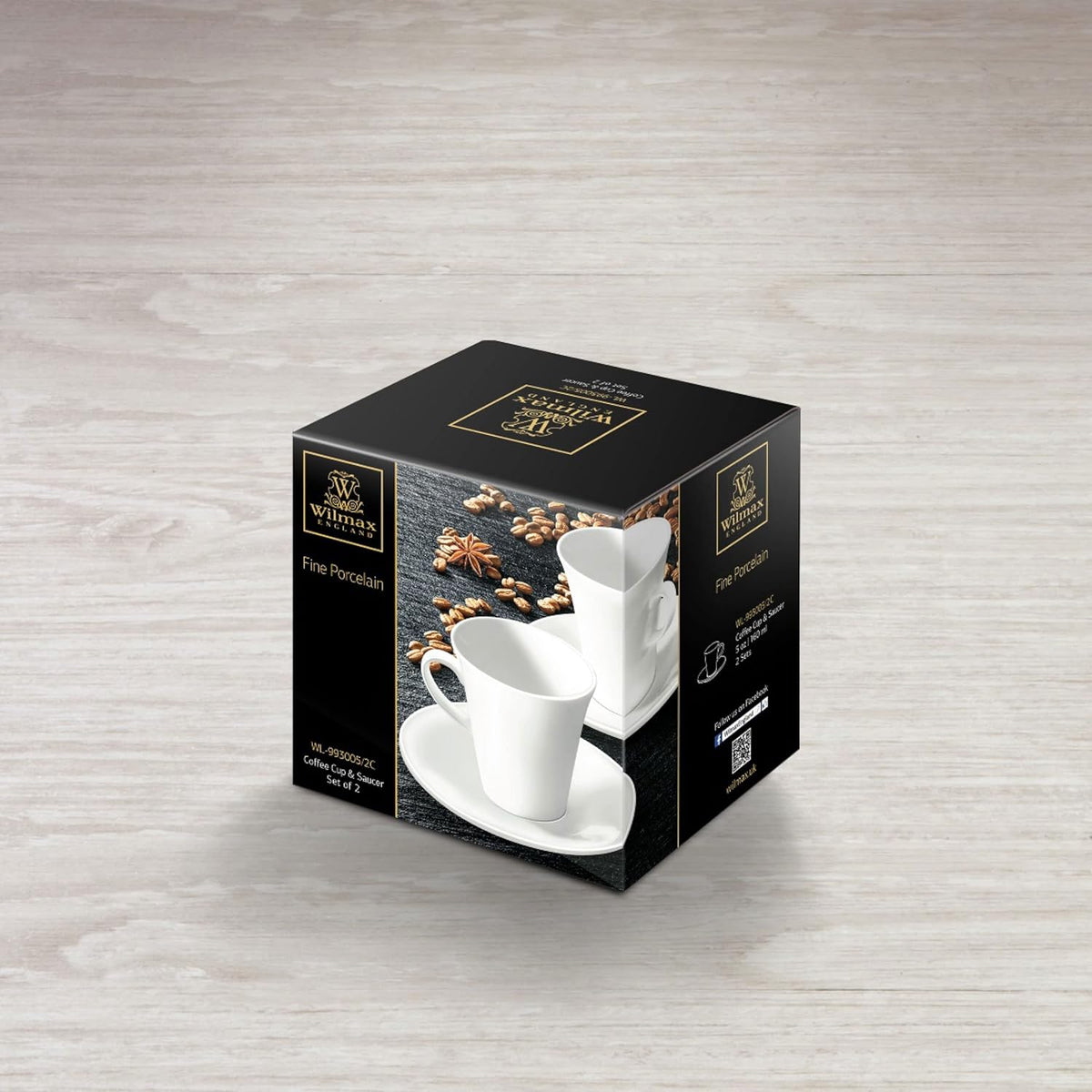 Wilmax Kaffeetassen mit Untertassen 160 ml 2er-Set Weiß aus Porzellan