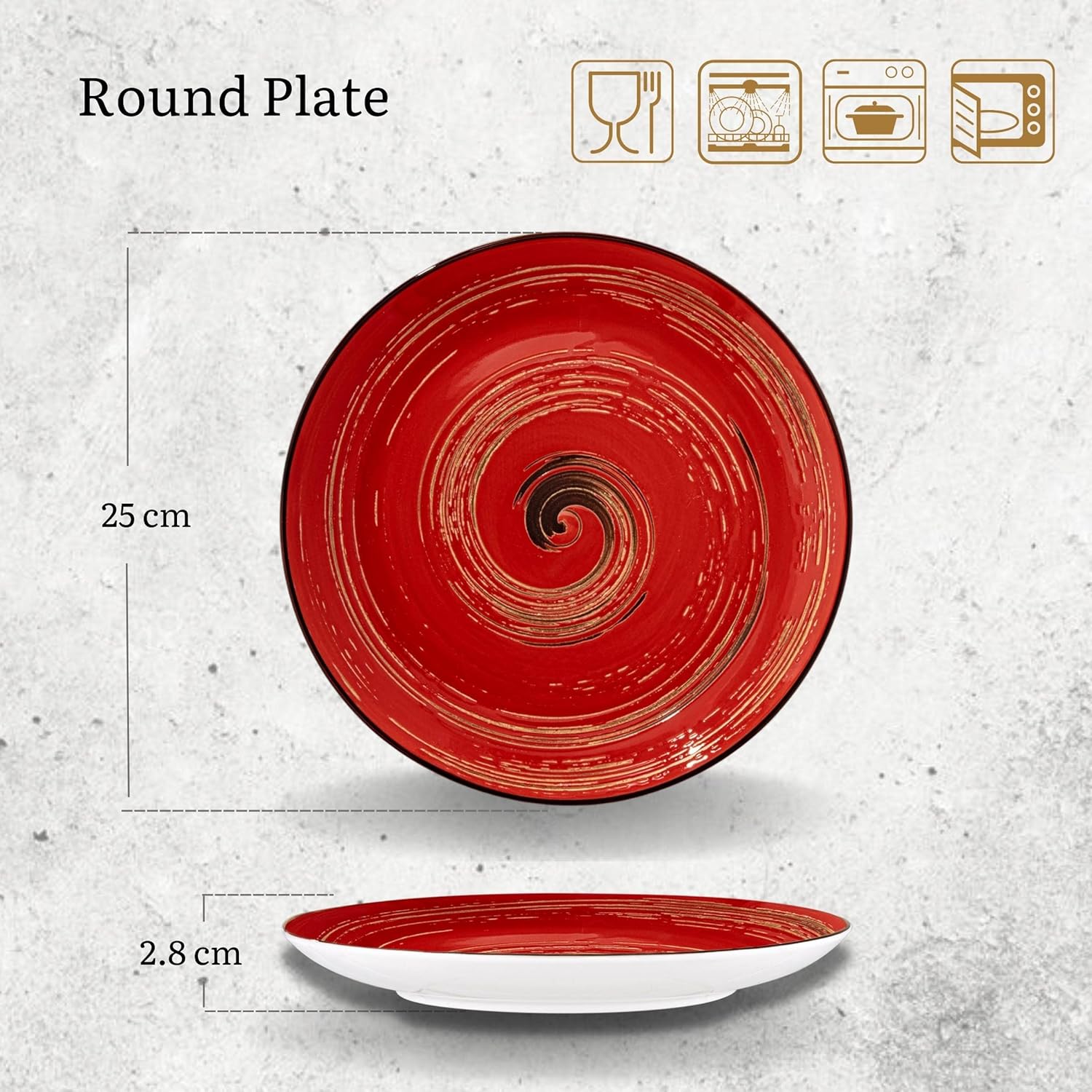 Wilmax Teller 25,5 cm Rot aus Porzellan
