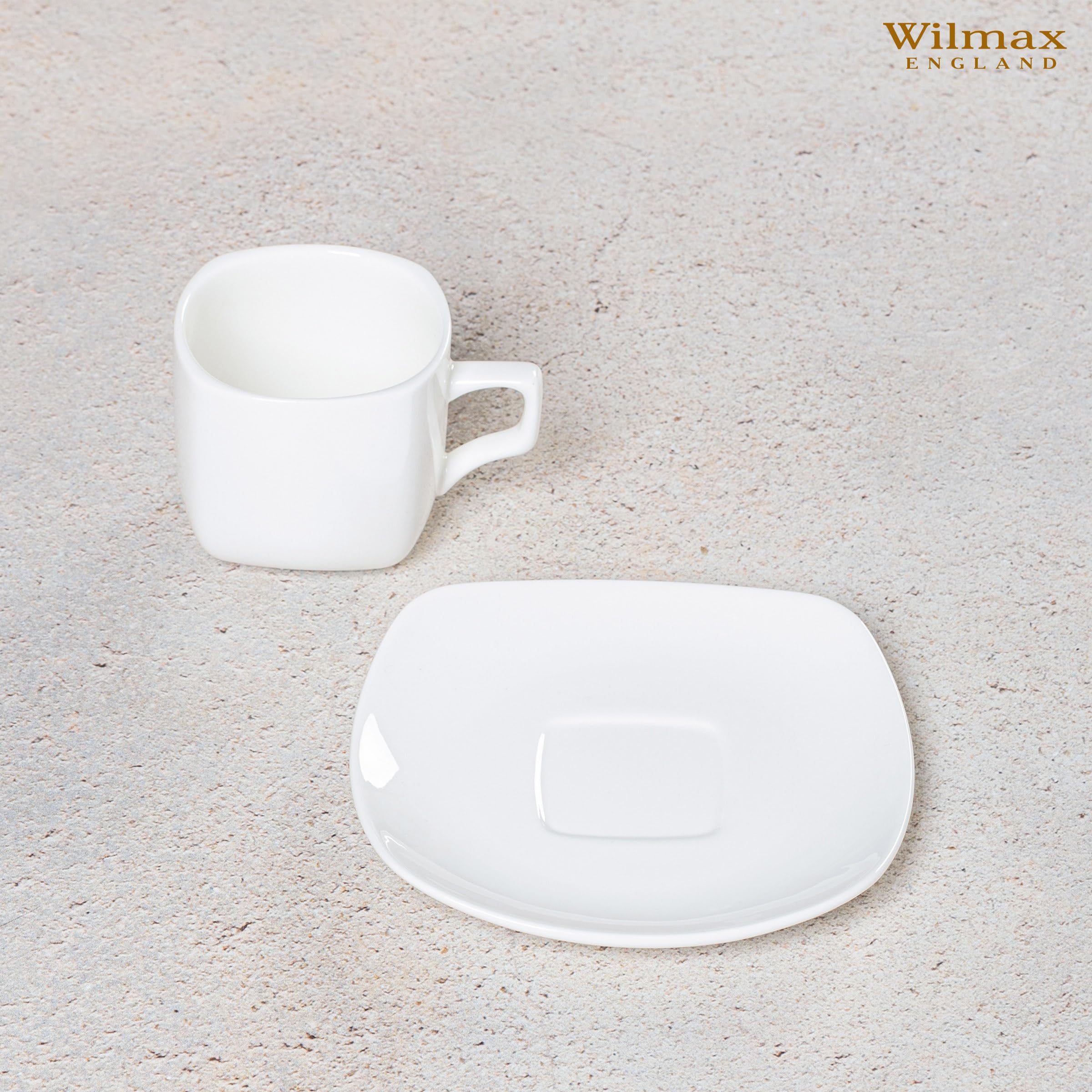 Wilmax WL-993003/AB Porzellan Teetassen- und Untertassen-Set, Weiss, 200mL Kapazität